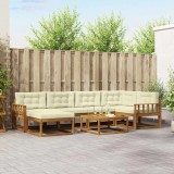 vidaXL Set de canapele de exterior cu pernă 7 pcs Natural și Crem 3367853