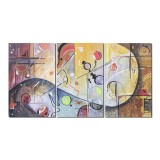 Set 3 tablouri abstract pictat manual, Fantezie, 150x80cm ulei pe panza