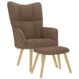 VidaXL Scaun de relaxare cu taburet, maro, textil