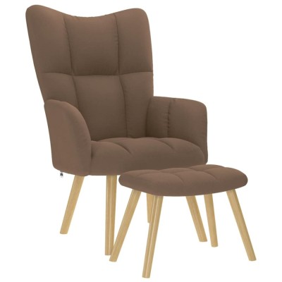 vidaXL Scaun de relaxare cu taburet, maro, textil 4016782 foto