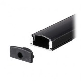 PROFIL ALUMINIU PENTRU BANDA LED 2M 17.4MM X 7MM NEGRU, V-TAC