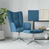 Scaun de relaxare cu taburet, albastru, catifea