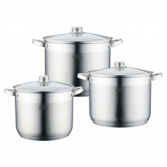 Set 3 Oale Alden din inox cu capac din sticla Peterhof, 9, 10.8 si 12.5 Litri foto