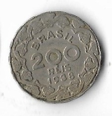 Moneda 200 reis 1938 - Brazilia foto