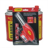Arzator gaz, Flamex, F 227, cu piezo + 2 butelii spray gaz Flamex 227 gr
