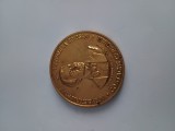Costache Caragiale Intemeietorul Primei Trupe de Teatru la Botosani .Sectia Numismatica Botosani .Medalie tombac .Diametru 50 mm .