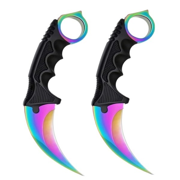 Set doua cutite karambit, 19 cm, multicolor, teaca inclusa