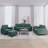 vidaXL Set canapea cu perne, 4 piese, verde &icirc;nchis, catifea 3201966