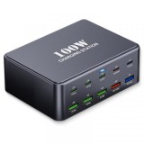 Incarcator Statie OEM HW33, 100W, 3A, 5 x USB-A - 5 x USB-C, Gri