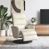VidaXL Fotoliu masaj rabatabil suport picioare, crem, piele ecologică