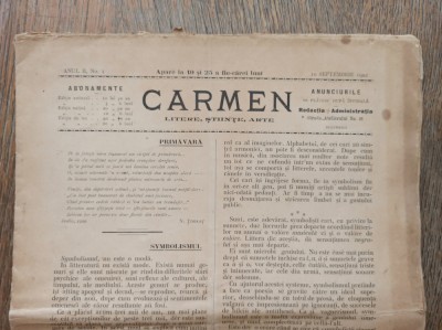 CARMEN, ANUL 2/ 1902, NR 1 * DIRECTOR ALEXANDRU MACEDONSKI foto