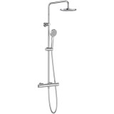 Coloana de dus Roca Victoria, termostatica, baterie monocomanda, dus fix, brat dus fix, para dus cu 1 functie, furtun dus, Crom