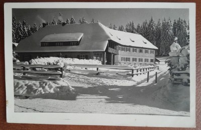 Carte postala, hotel in Poiana Brasov, iarna, perioada interbelica foto