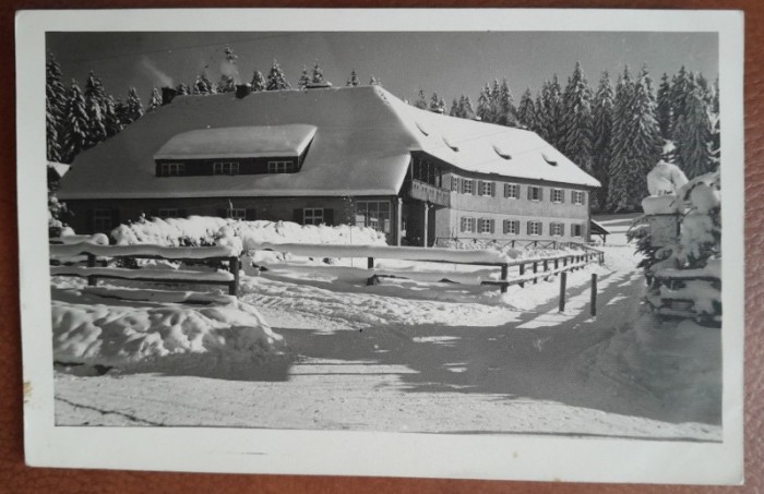 Carte postala, hotel in Poiana Brasov, iarna, perioada interbelica