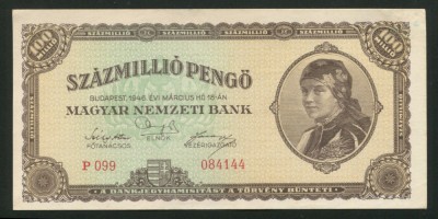 t159 UNGARIA 100.000.000 PENGO 1946 APROAPE NECIRCULATA aUNC foto
