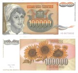 IUGOSLAVIA 100.000 / 100000 DINARI / DINARA 1993 , UNC [1] P - 118a , necirculata