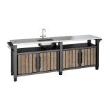 Decocoat unitate bucătar din plastic grătar de grădină masă 415l lemn de frasin