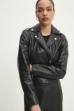 Answear Lab geaca ramones de piele femei, culoarea negru, de tranzitie