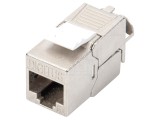 Modul RJ45 Keystone argintie Cat 6a - Ecranat, fără unelte