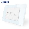 Priza telefon+dubla internet Livolo cu rama din sticla - standard italian SmartElectro IntelligentHouse