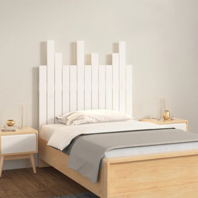 vidaXL Tăblie de pat pentru perete, alb, 82,5x3x80 cm, lemn masiv pin 824804 foto
