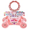 Trusa de machiaj pentru copii cu masuta muzicala si lumini, Set Make-Up, solubile in apa, oglinda si accesorii, Non-Toxic, Roz