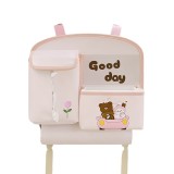 Geanta Multifunctionala de Depozitare, Flippy, pentru Bancheta din Spate a Masinii, Animat, Model Ursuleti, Scris Good Day, Suport Servetele si Telefo