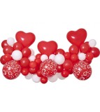 Set Ghirlanda din 65 baloane cu banda model Love alb rosu