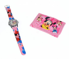 Set ceas pentru copii cu Minnie Mouse + portofel cadou - COCO6629 foto