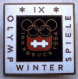 I.349 INSIGNA OFICIALA OLIMPIADA IX WINTER OLYMPSPIELE INNSBRUCK 1964, Europa