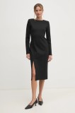 United Colors of Benetton rochie culoarea negru, midi, dreaptă, 4T9ADV0AD