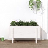 vidaXL Strat &icirc;nălțat de grădină, alb, 101x50x57 cm, lemn masiv de pin