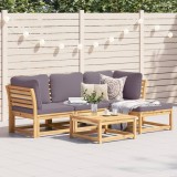 Set mobilier de gradina cu perne, 5 buc., lemn masiv acacia