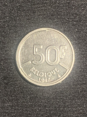 Moneda 50 franci 1987 Belgia foto