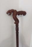 Elegant baston m&acirc;nar cap de șarpe lucrat integral manual