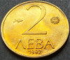 Moneda 2 LEVA - BULGARIA, anul 1992 *cod 1940 B = UNC LUCIU, Europa