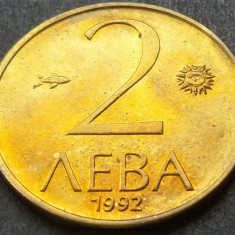 Moneda 2 LEVA - BULGARIA, anul 1992 *cod 1940 B = UNC LUCIU
