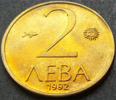 Moneda 2 LEVA - BULGARIA, anul 1992 *cod 1940 B = UNC LUCIU foto