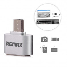 Adaptor Remax, USB to USB-C, Argintiu foto