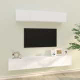 VidaXL Set dulap TV, 4 piese, alb, lemn prelucrat