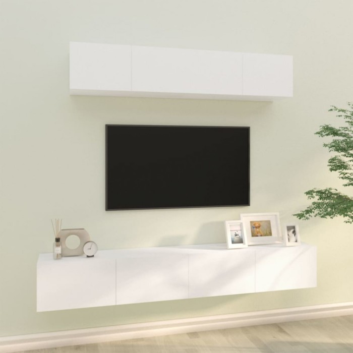 vidaXL Set dulap TV, 4 piese, alb, lemn prelucrat