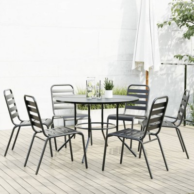 vidaXL Set scaune de grădină stivuibile, 7 buc., antracit, oțel vopsit 3283767 foto