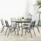 vidaXL Set scaune de grădină stivuibile, 7 buc., antracit, oțel vopsit 3283767