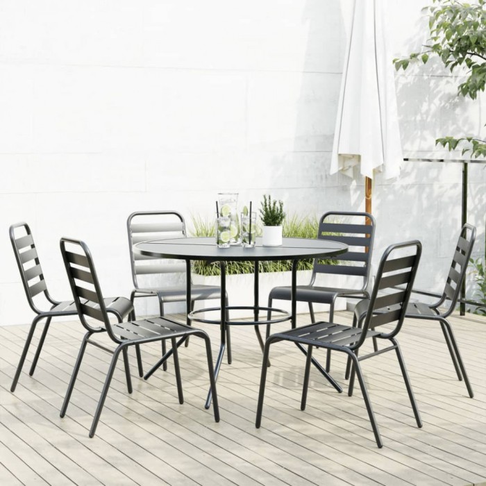 vidaXL Set scaune de grădină stivuibile, 7 buc., antracit, oțel vopsit 3283767
