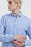 Cumpara ieftin HUGO cămașă din amestec de in cu guler clasic, slim 50513966