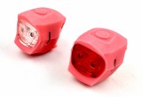 Set Lampi LED Bicicleta Fata Spate S90, Rosu, 2 LED, Silicon, Baterii Incluse, Vizibilitate Sporita