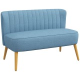 HOMCOM Canapea de 2 locuri &icirc;n stil retro, captuseală moale, husă ușor de &icirc;ntreținut, p&acirc;nă la 150 kg, 117 x 56,5 x 77 cm, Albastru | Aosom Romania