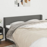 VidaXL Tăblie de pat cu aripioare gri &icirc;nchis 163x16x78/88 cm textil