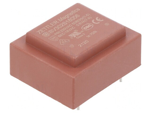 Transformator &icirc;ncapsulat 0,6VA 230VAC 18V 33mA PCB