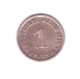 Moneda Germania 1 pfennig 1912 A, stare buna, curata